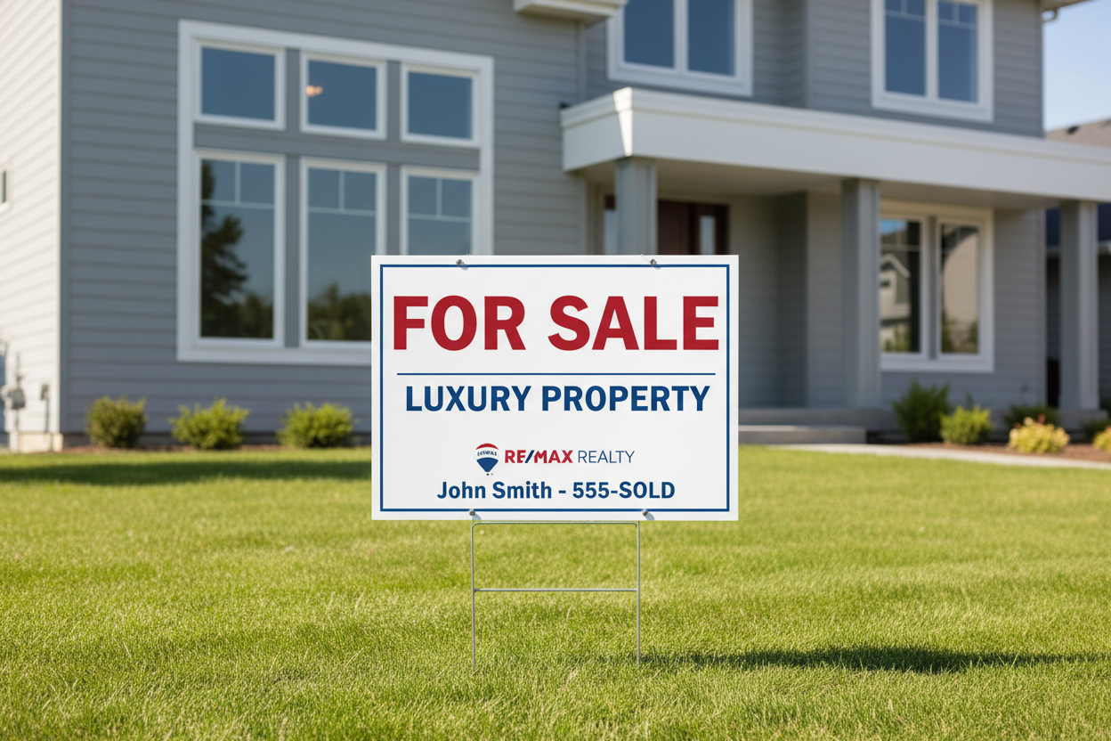 Create 40x60 real estate board and add the word for sale. It must not have a frame